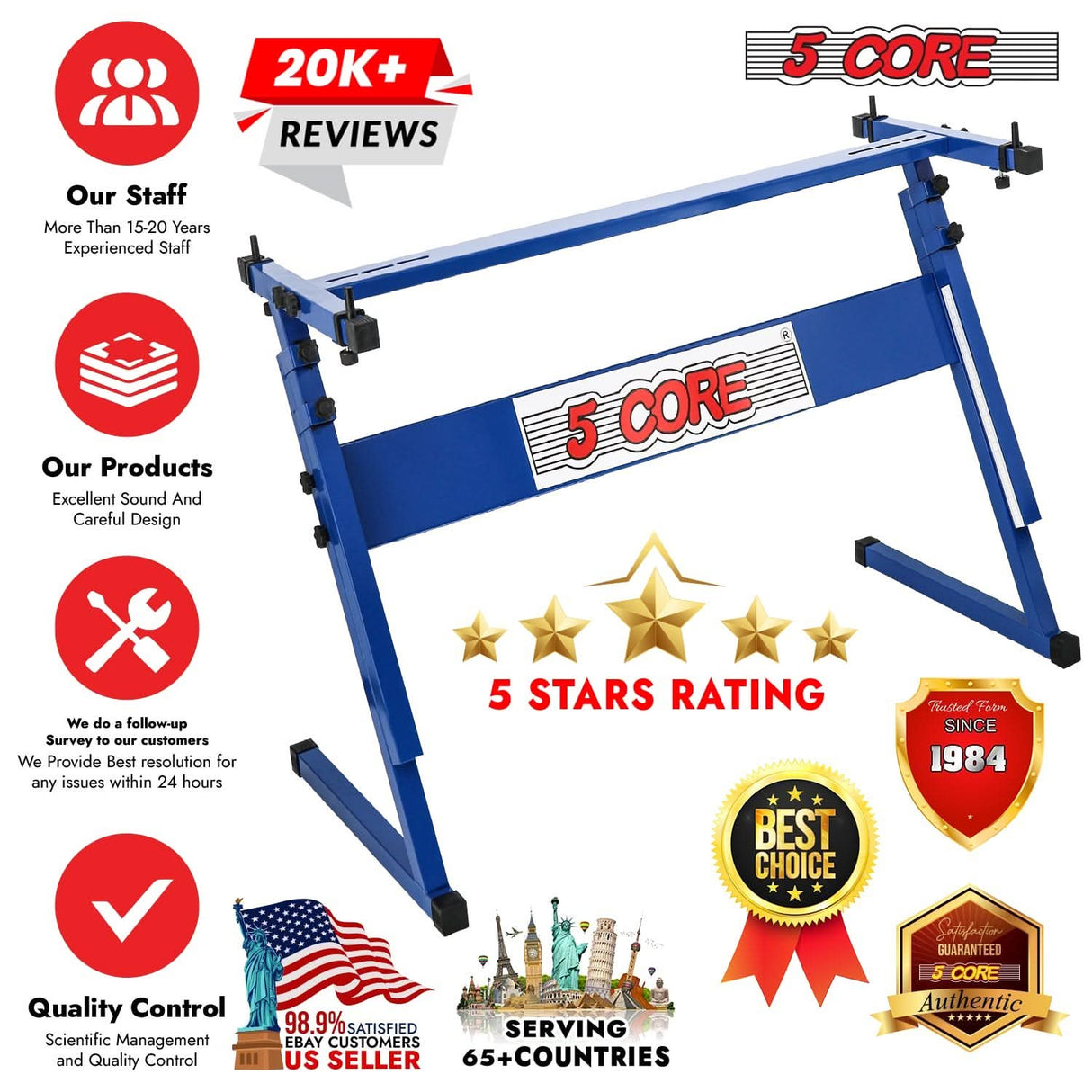 Reliable heavy duty Z style keyboard riser with adjustable height