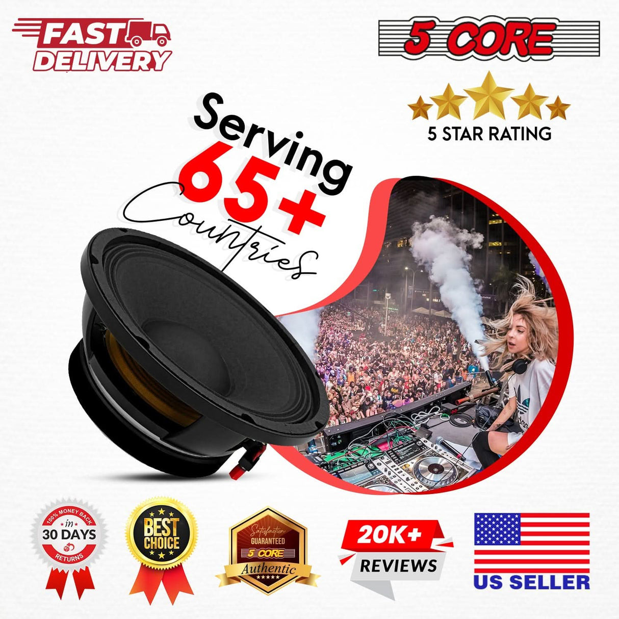 5 core 10 inch subwoofer speaker 600w max 8 ohm full range replacement dj bass loudspeaker by 5Core for professional use