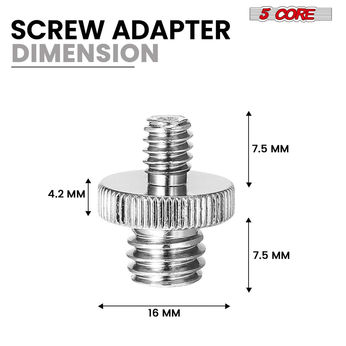 5 Core 3/8 to 1/4 Adapter 5Pcs Camera Mount Durable Tripod Screw Adapter for DSLR Monopod Microphone