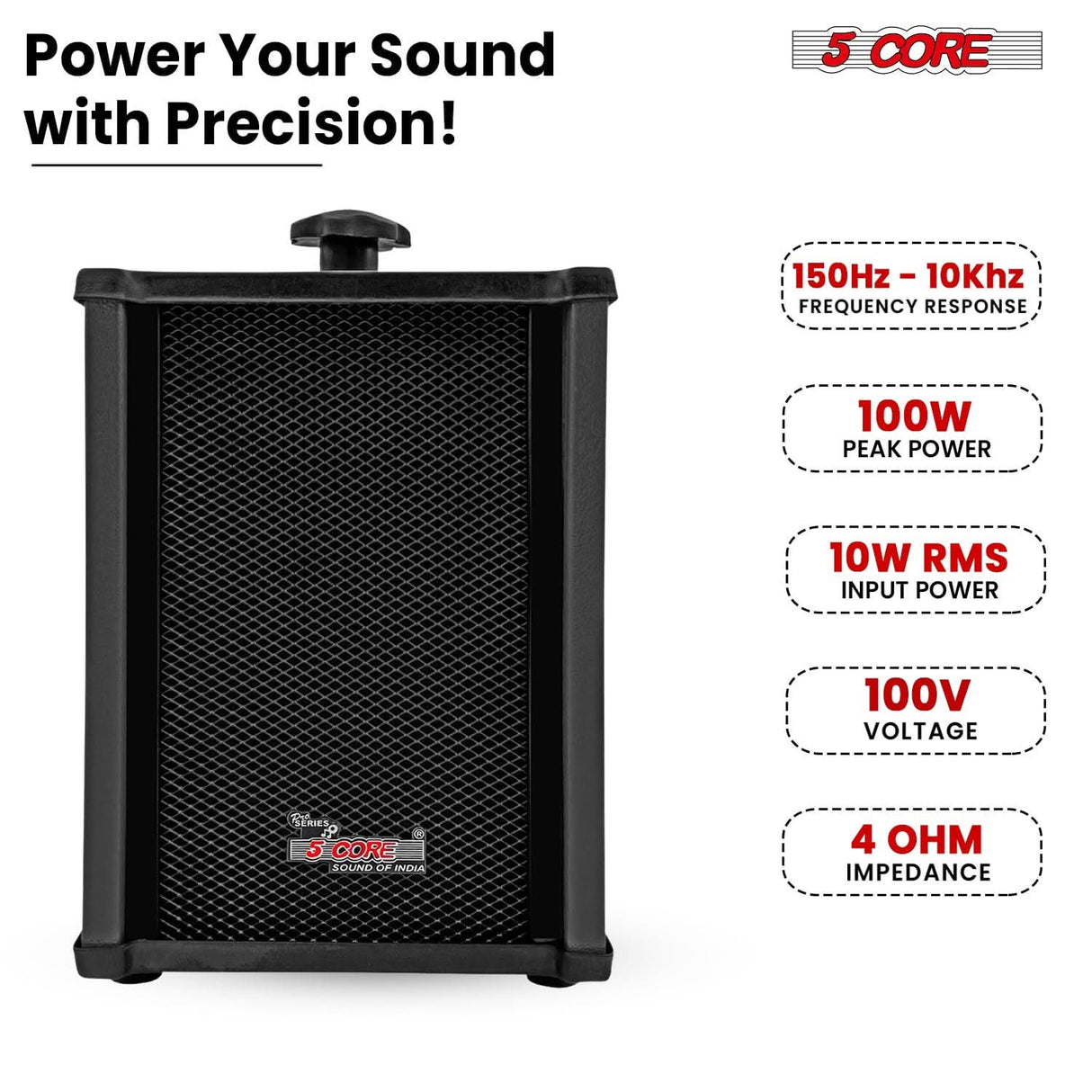 5Core Outdoor Speakers Stereo In Wall 100W Peak Passive Home Audio System