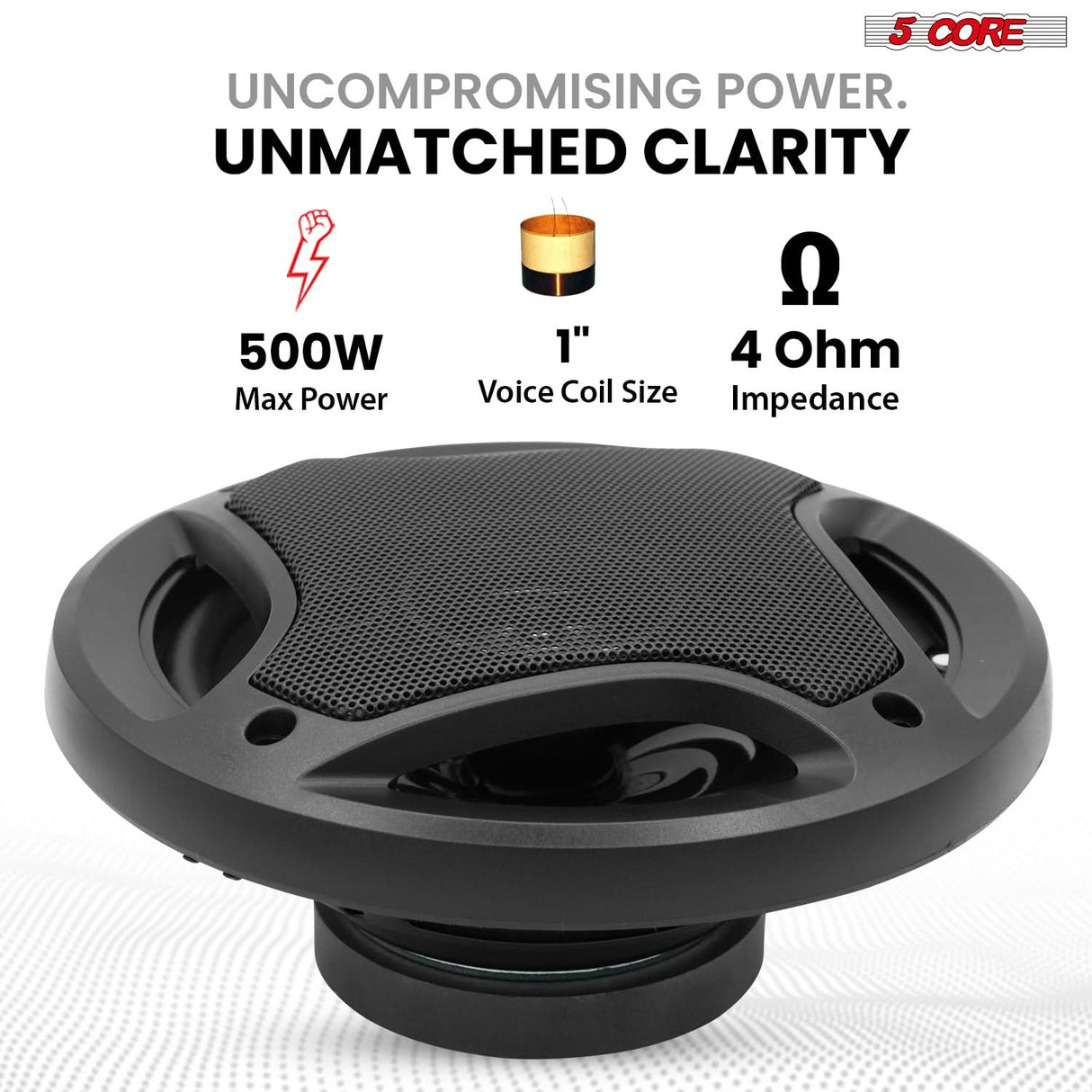 5 Core 2 Way 6" Car Speaker 500W Coaxial Component Speaker Universal Quick Easy Fit for Cars