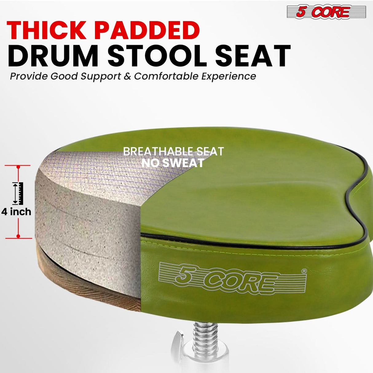 Comfortable 5Core stool for drummers and guitarists with saddle design