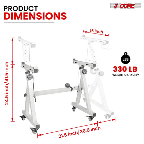 White sturdy keyboard stand Z style with wheels by 5Core