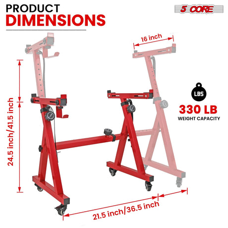 Sturdy red keyboard stand Z frame with wheel base by 5Core