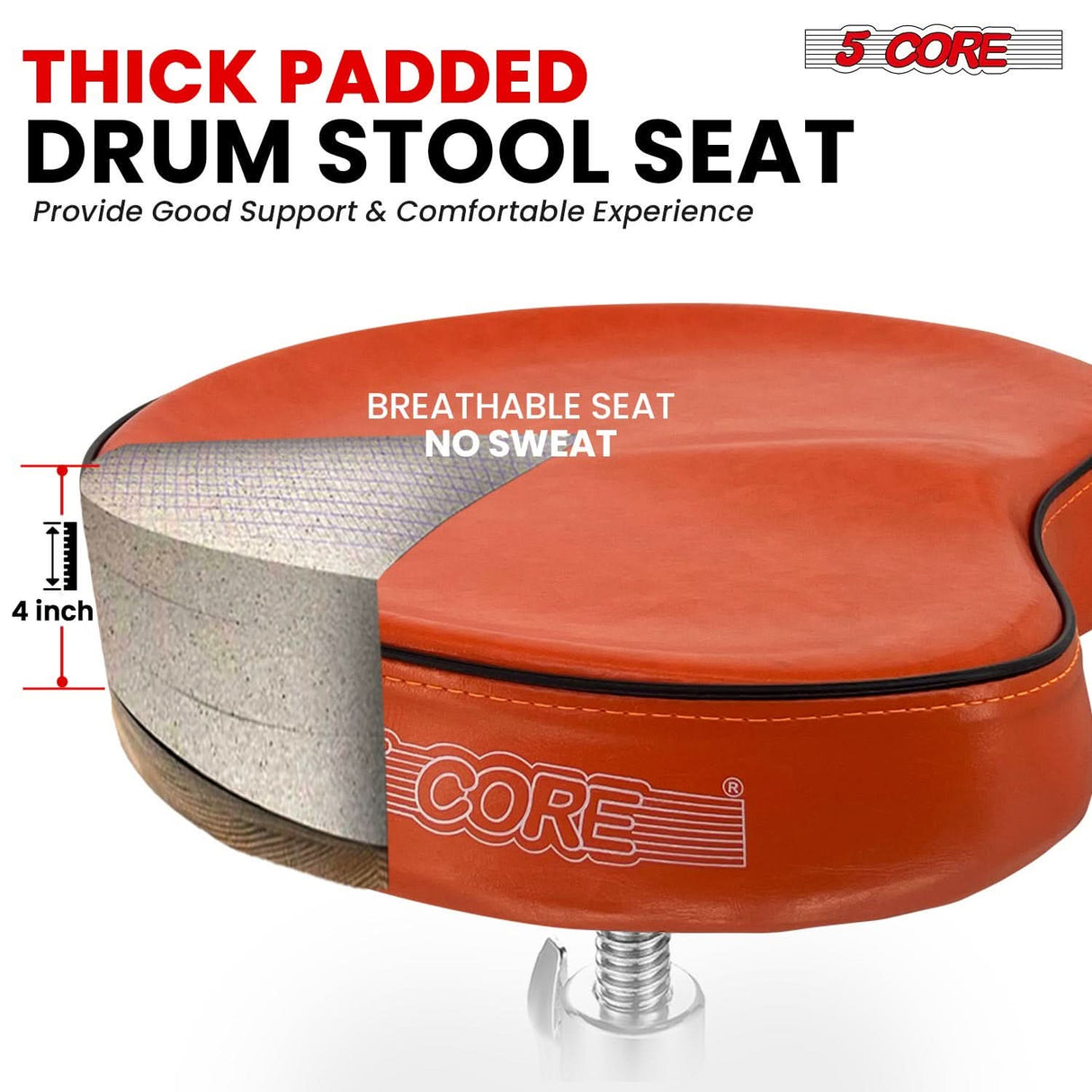 Durable saddle drum throne with adjustable height