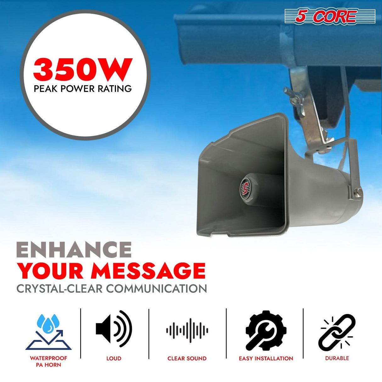 Heavy-duty megaphone driver horn ideal for public address and emergency alerts