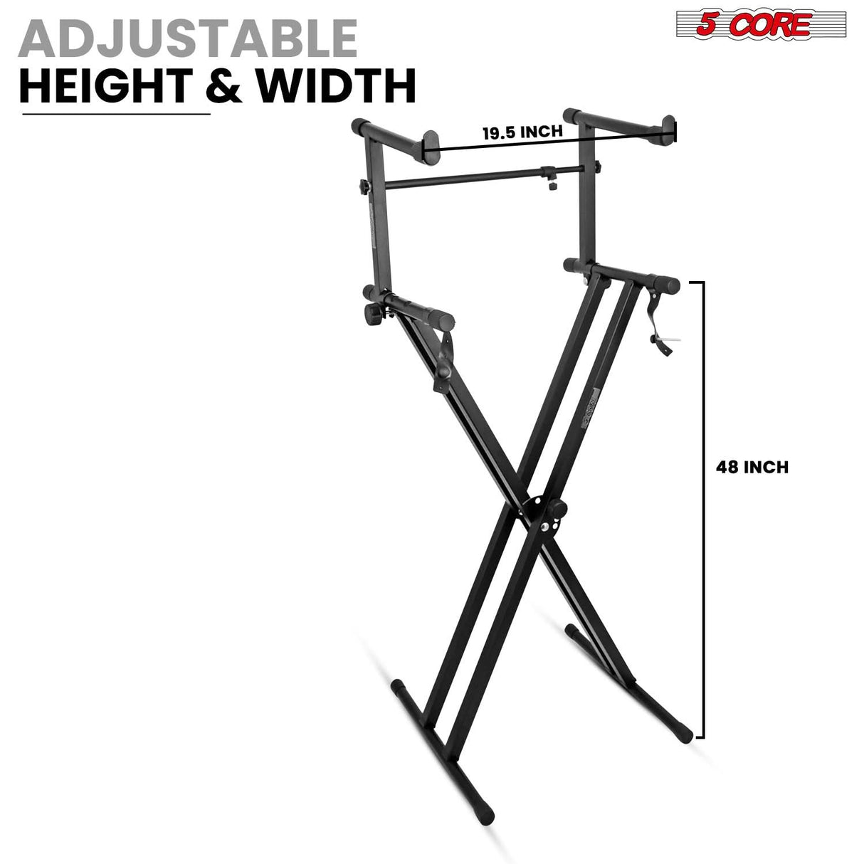 5Core 2 Tier Keyboard Stand Double X Style Adjustable Electric Piano Riser Holder