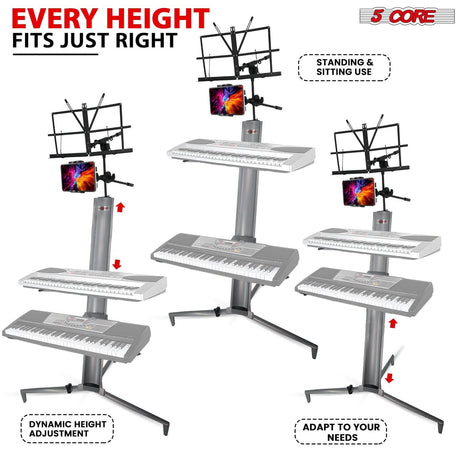 Adjustable 5Core electric piano riser holder with strong Z design frame
