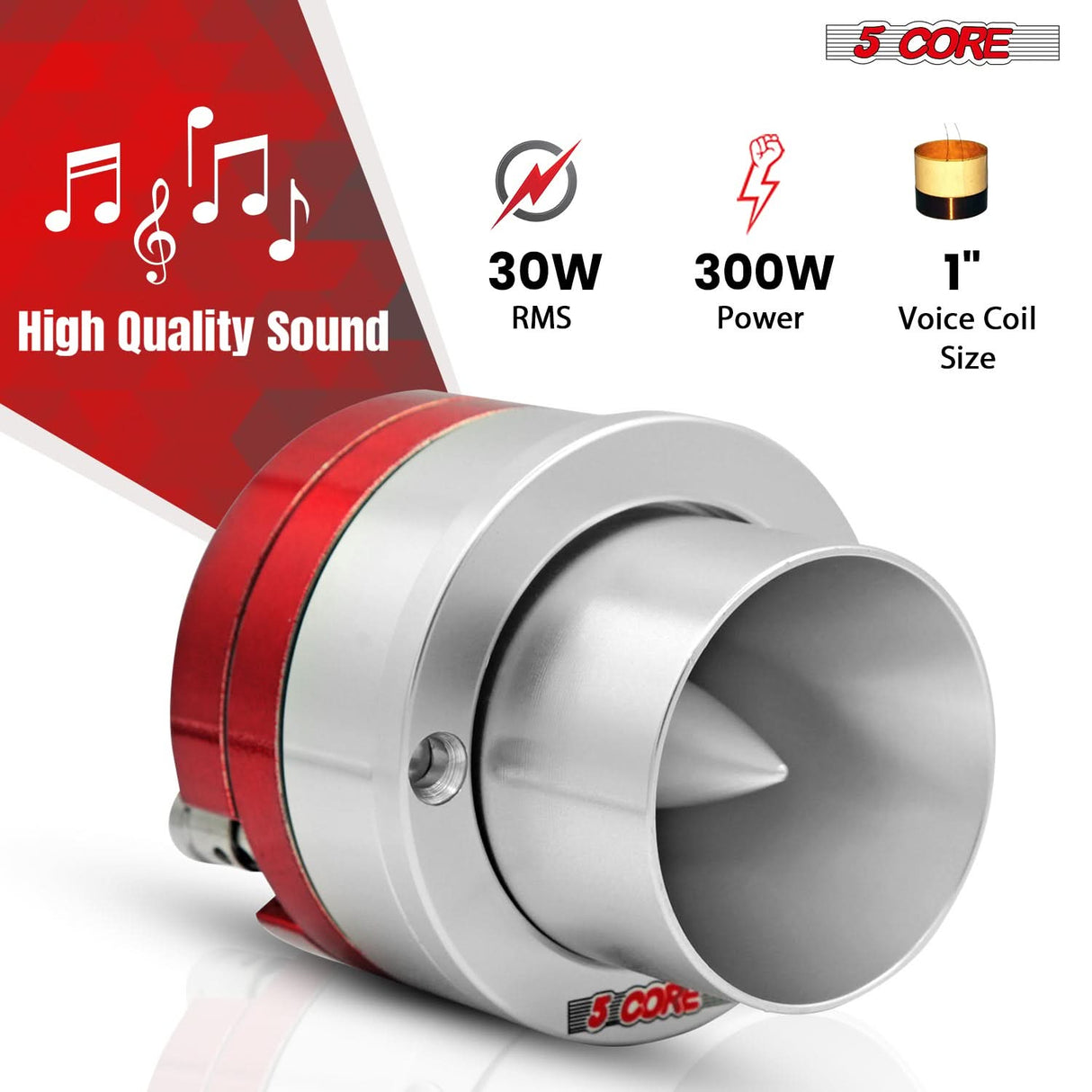 5Core Super Tweeter 1 Inch Neodymium 300W Compression Titanium Bullet Tweeters w Aluminum Frame