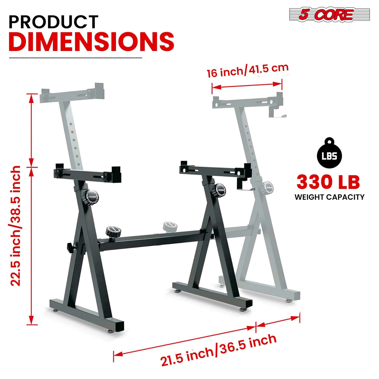 5Core keyboard stand adjustable z style piano riser black + keyboard piano bench black - 5Core high quality product image