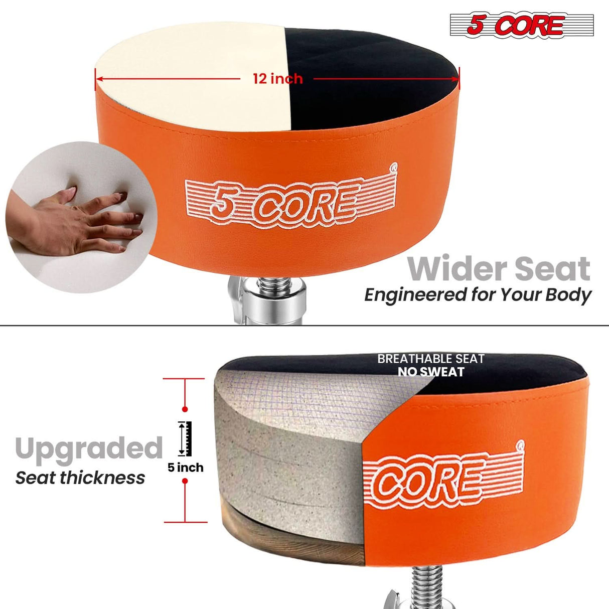 Heavy duty musician chair with luxurious velvet padded cushion