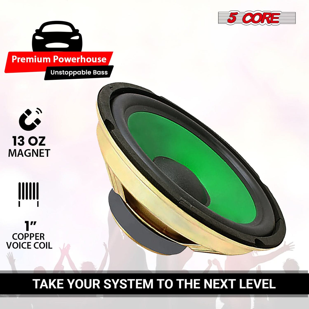 5 Core 8 Inch Subwoofer 900W PA DJ Sub Woofer Speaker 8Ohm w Deep Bass Replacement Component Speaker