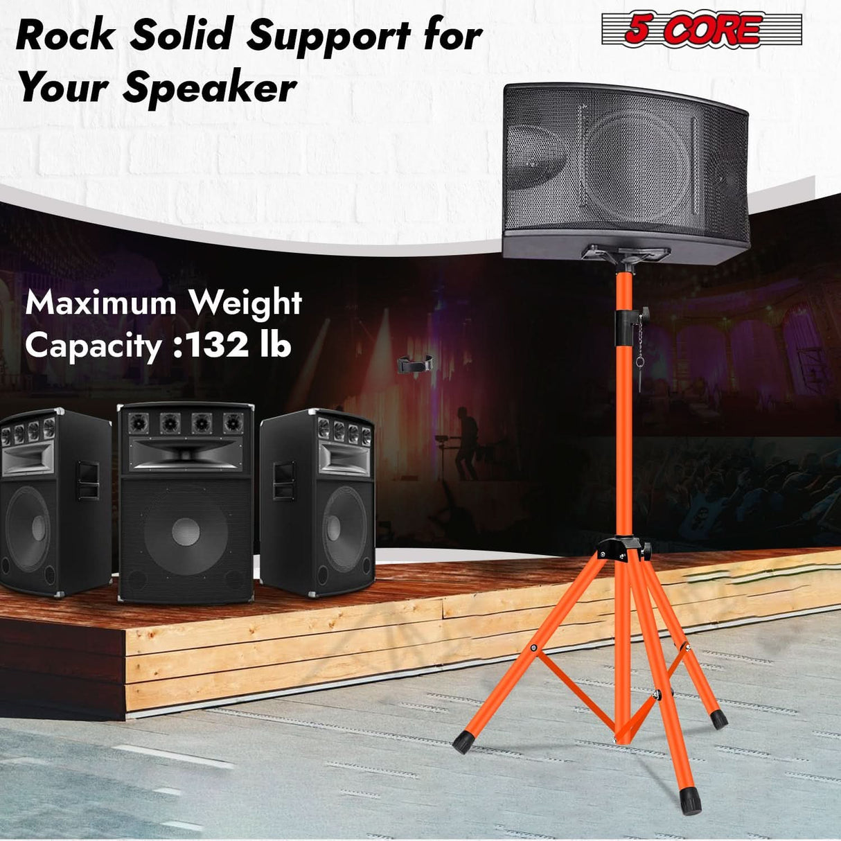 Durable tripod base in orange for stability and style