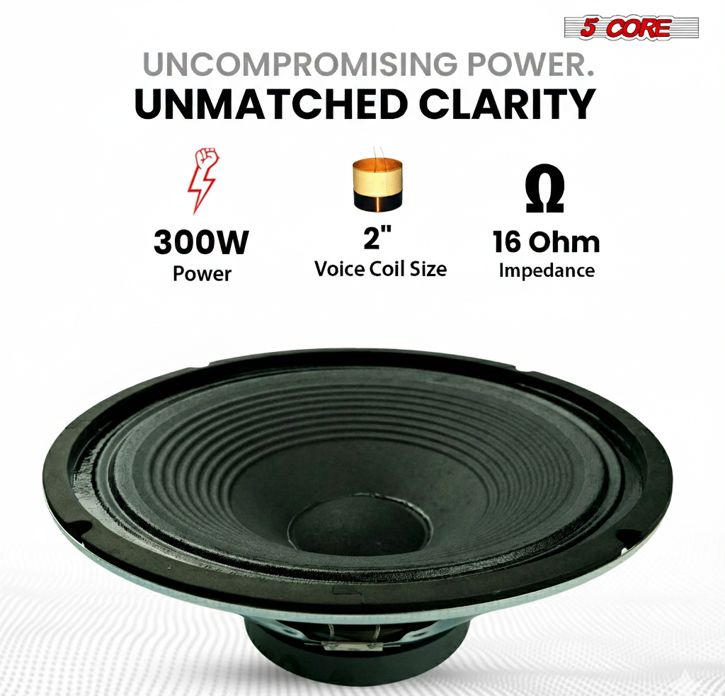 5 Core 12 Inch Guitar Speaker 300W Replacement 16 Ohm Amplifier Cabinet Driver