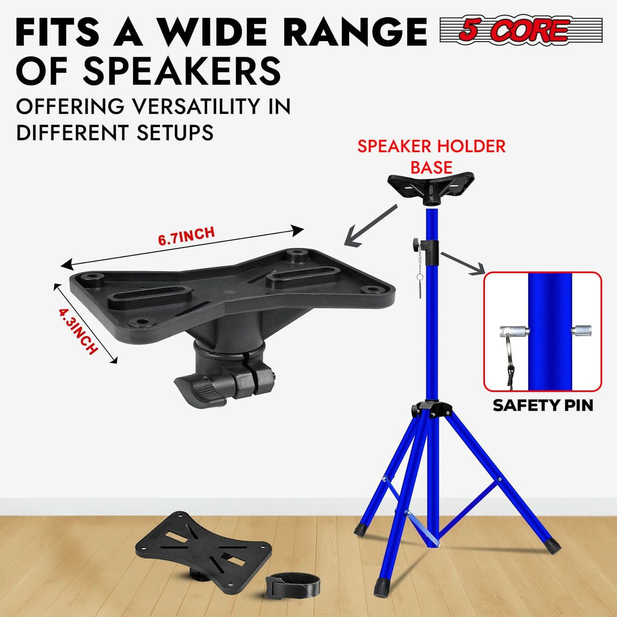 Durable tripod base in blue for stability and style