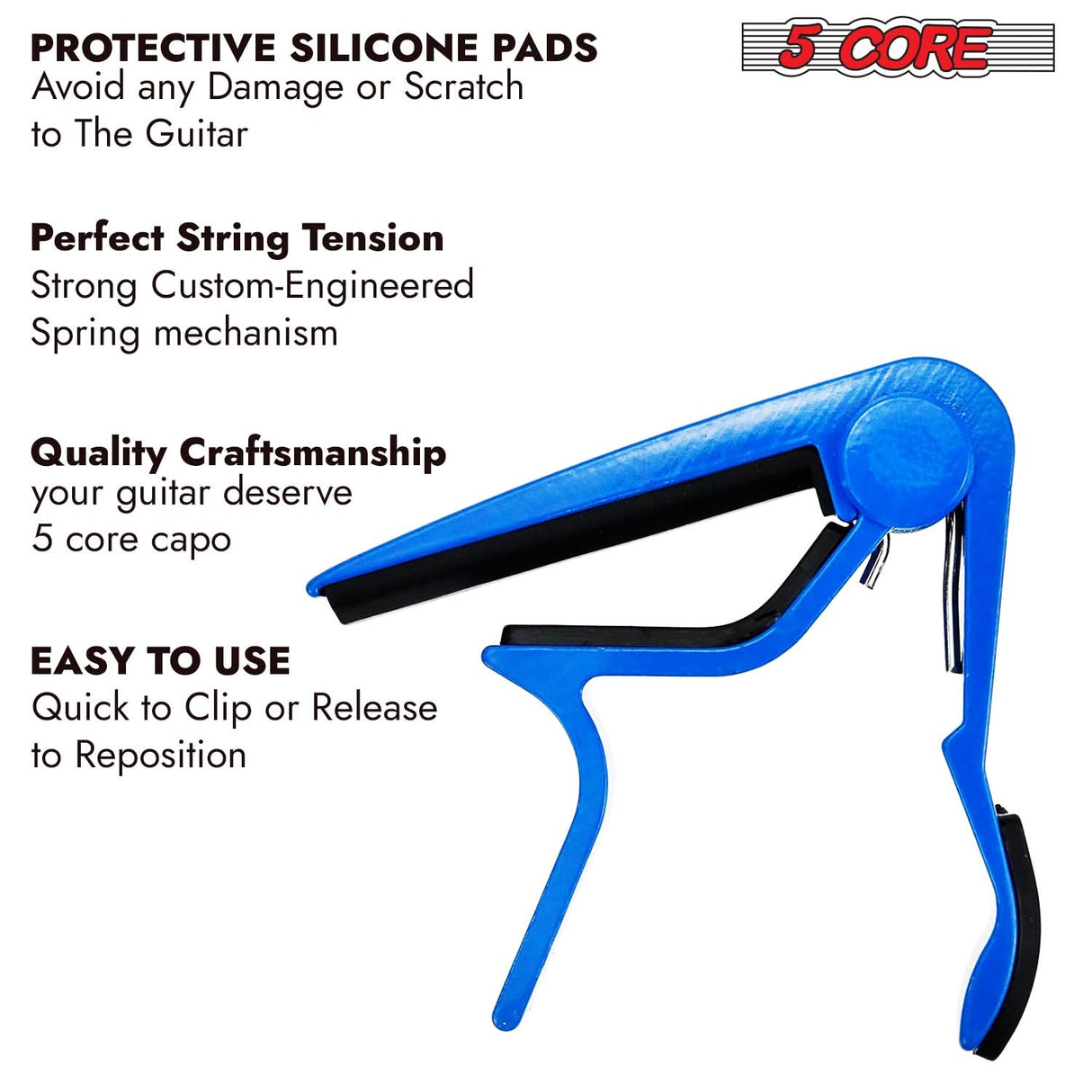5Core Guitar Capo quick release trigger mechanism detail view