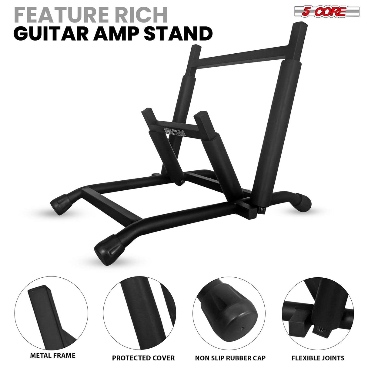 5 Core Guitar Amp Stand Heavy Duty Foam Cover Arm Adjustable Low Profile Collapsible