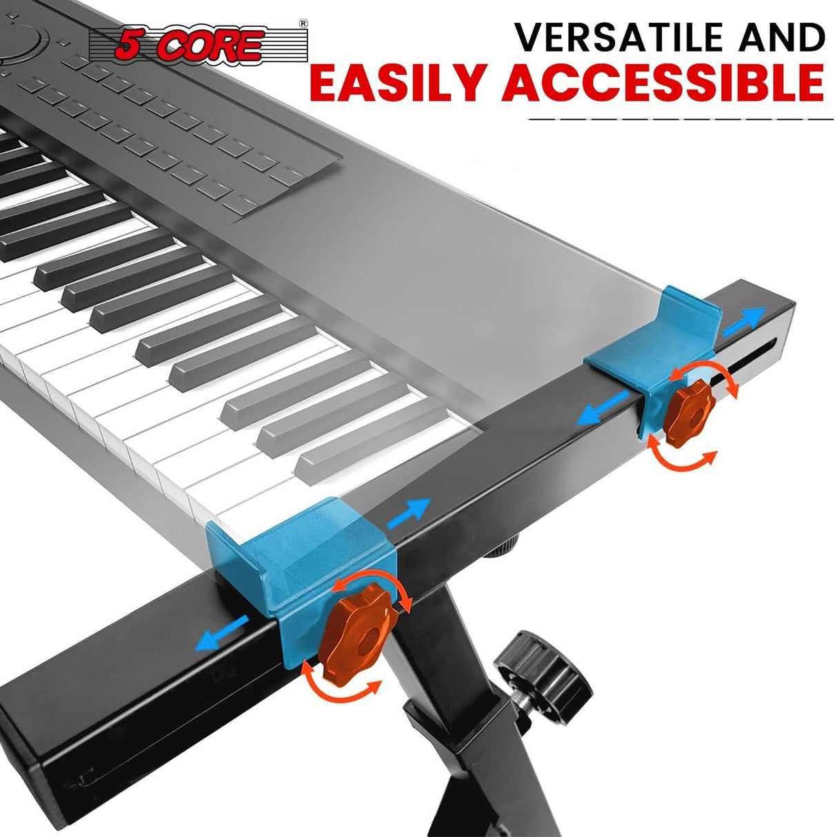 5Core Z style keyboard stand black, sturdy heavy duty height adjustable piano riser