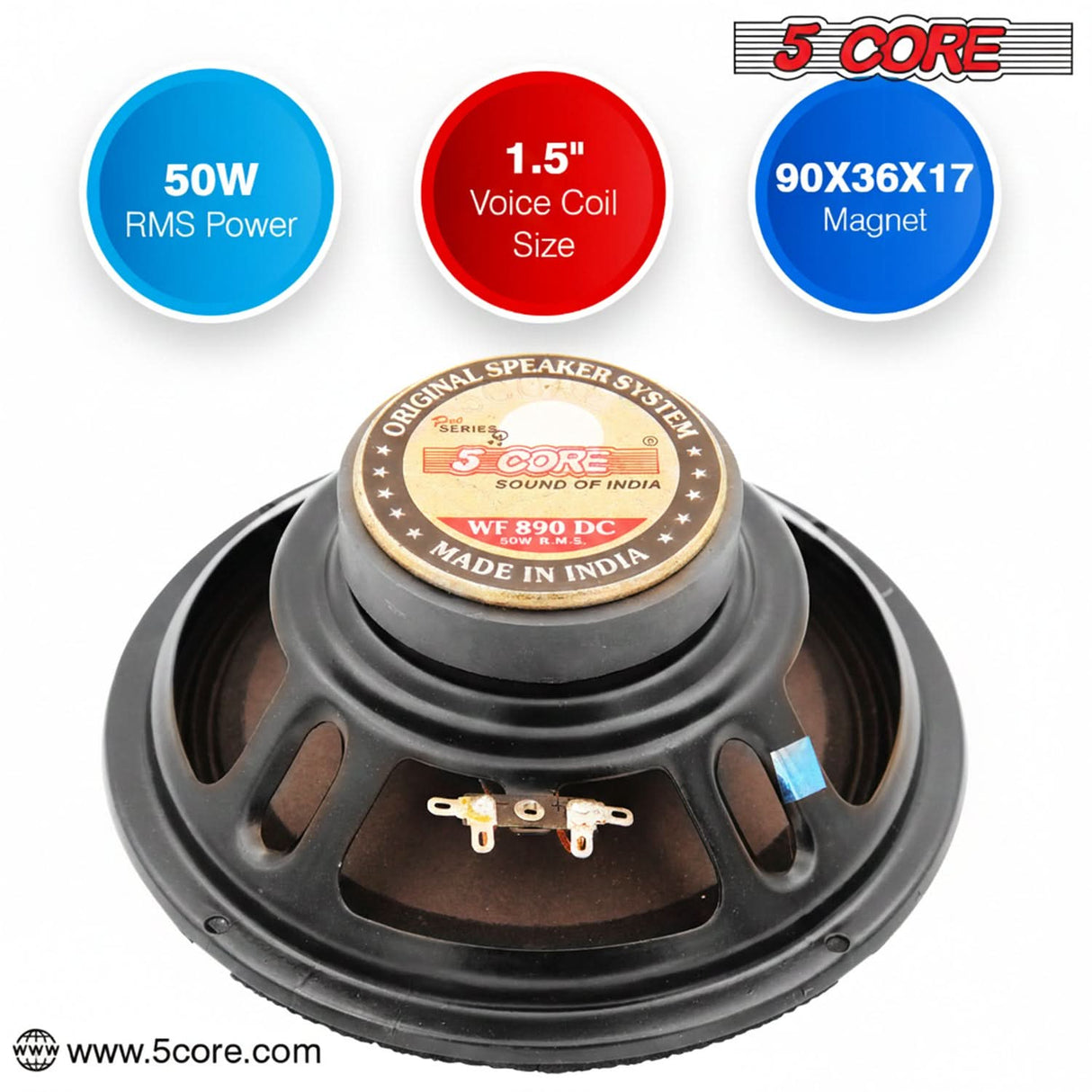 5 Core 8" Subwoofer 1000W Dual Cone Car Audio Sub Woofer 4 Ohm Deep Bass Replacement Loud Speaker