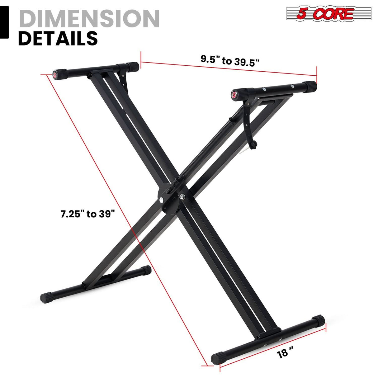 5 Core Keyboard Stand Height Adjustable One Hand Trigger Quick Release Portable Key Board DJ Stands