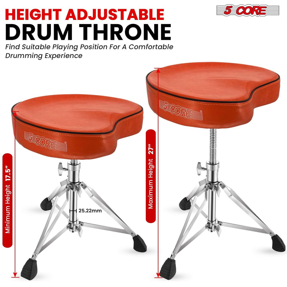 Saddle style cushioned drummer seat for adults