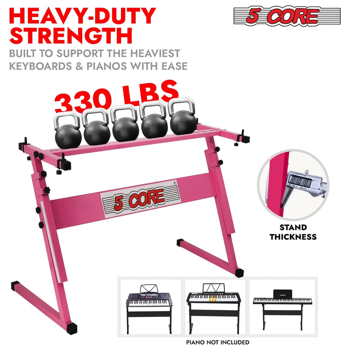 Height-adjustable keyboard stand for digital and electronic pianos