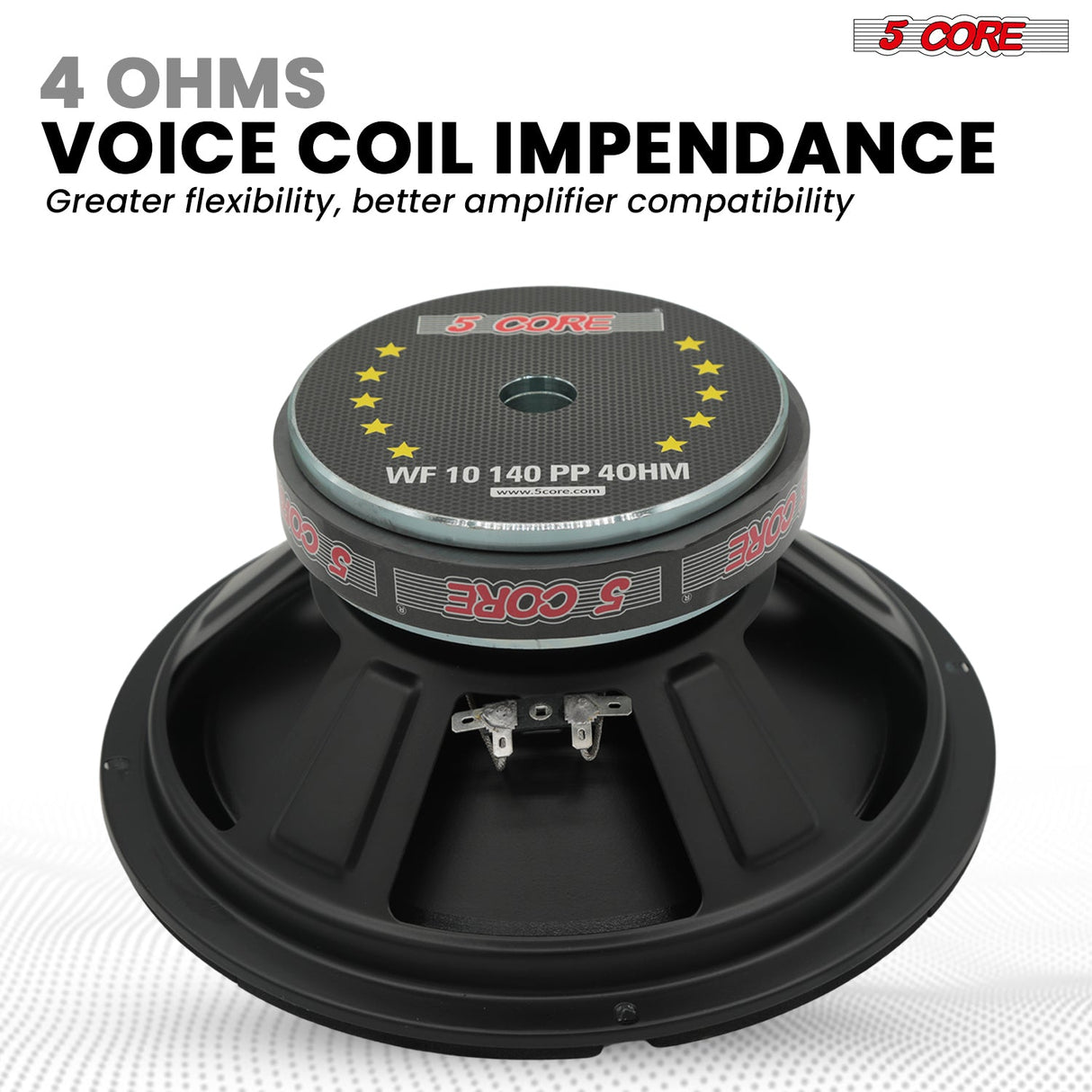 5 Core 10" Subwoofer Pair 300W Car Woofer 4 Ohm Replacement Deep Bass Sub Loud Speaker for Vehicle