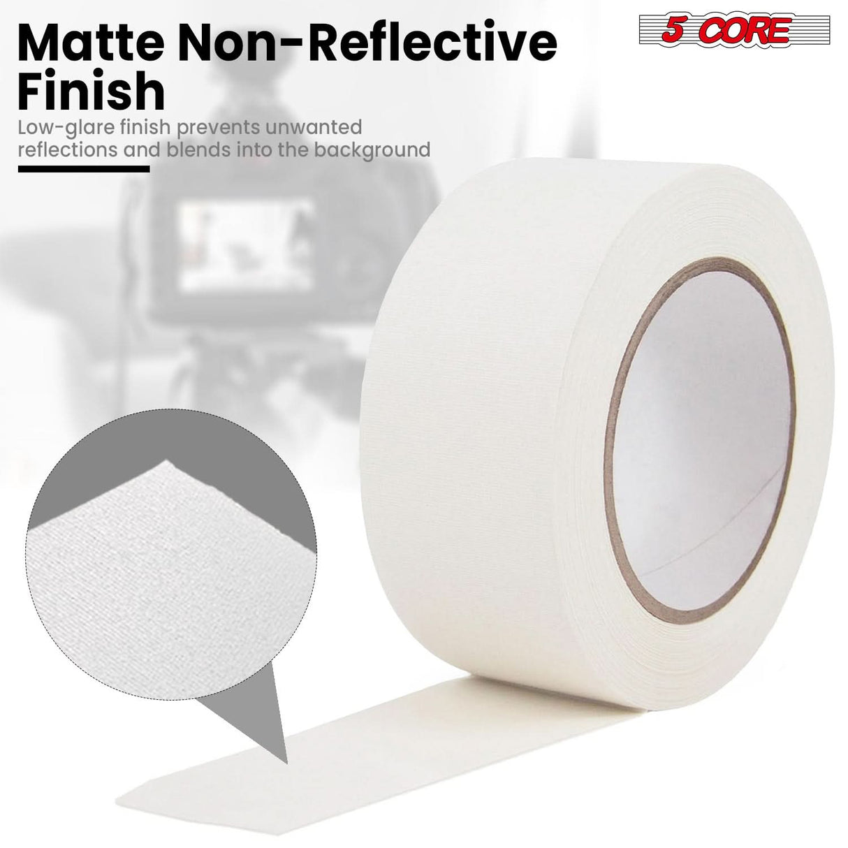 5 Core Gaffers Tape 2" 30 Yards 4Pcs Professional White Pro Gaff Tape Non Reflective Water Resistant