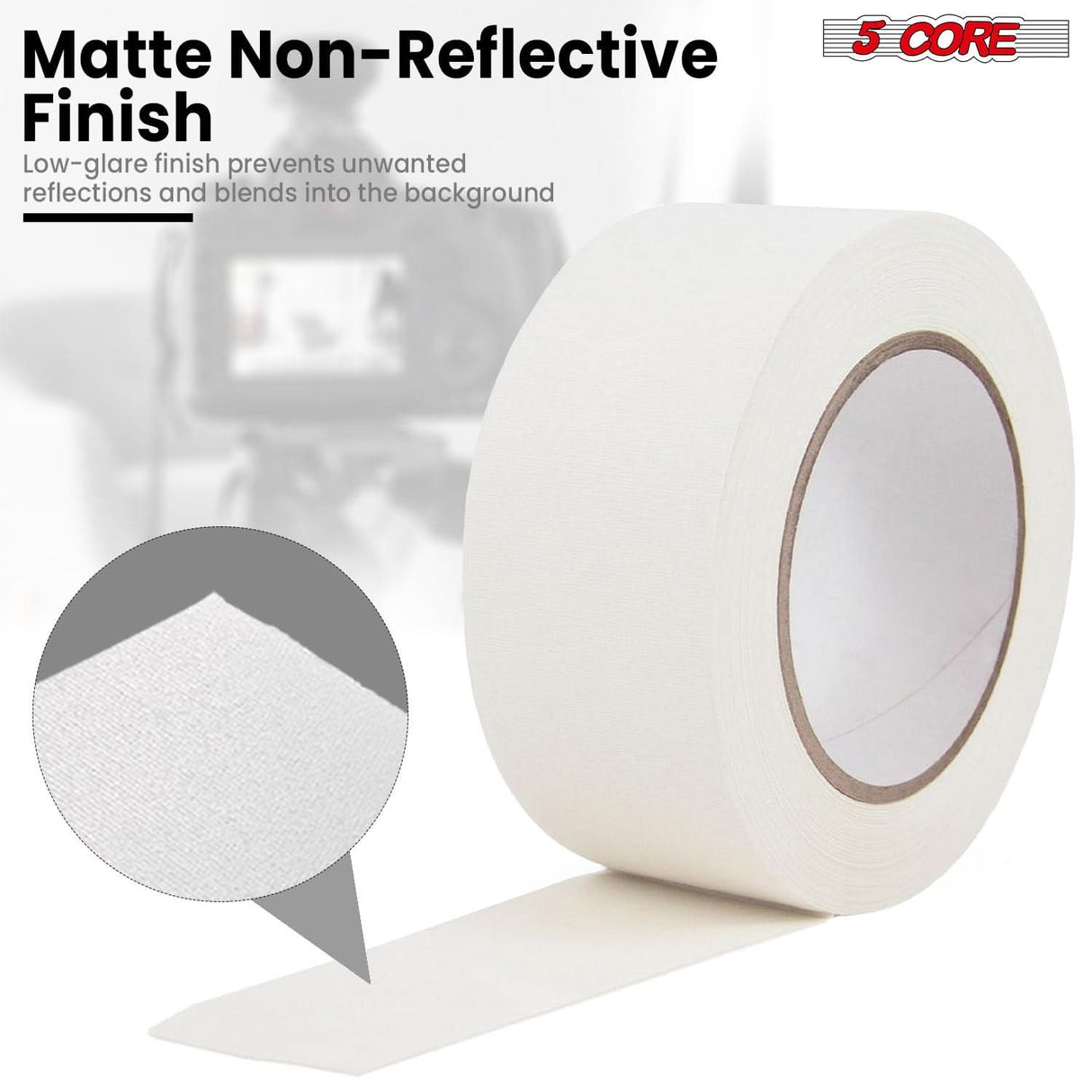 5 Core Gaffers Tape 2" 30 Yards 4Pcs Professional White Pro Gaff Tape Non Reflective Water Resistant
