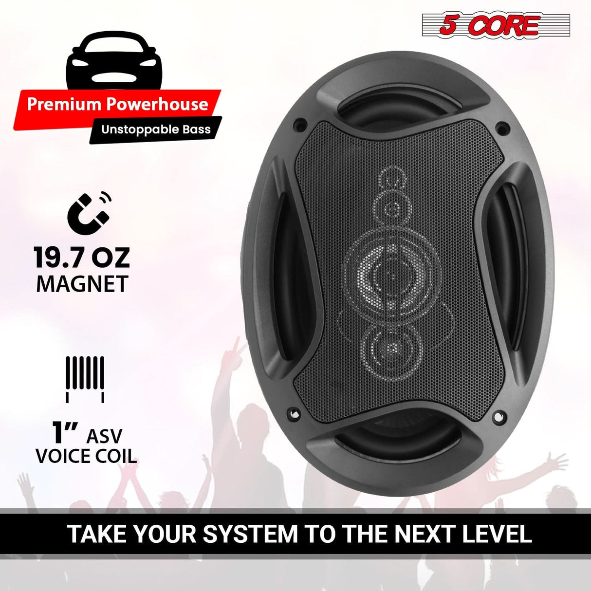 5Core 6x9 Car Speaker 800W Pair 4Ohm 4 Way Coaxial Speaker w Super Tweeter Universal Fit