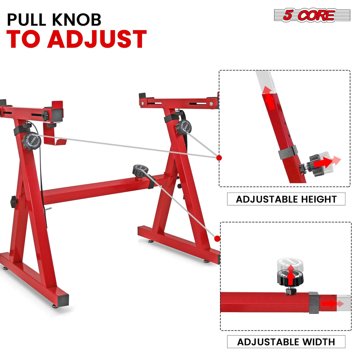 5Core adjustable Z frame keyboard riser stand in red