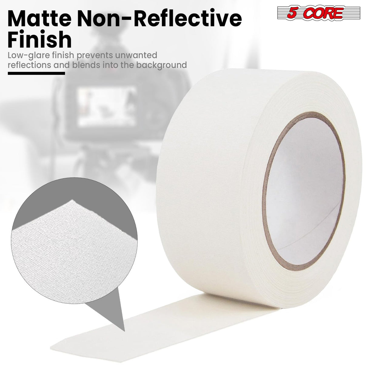 5 Core Gaffers Tape 2 Inch 30 Yards Professional White Pro Gaff Tape Non Reflective Water Resistant
