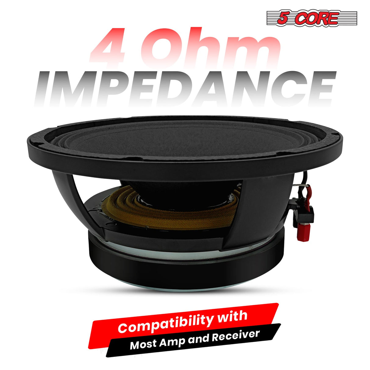 5 Core 10" Subwoofer Speaker 300W RMS Full Range Car Audio Sub Woofer 4 Ohm Bass Replacement Driver