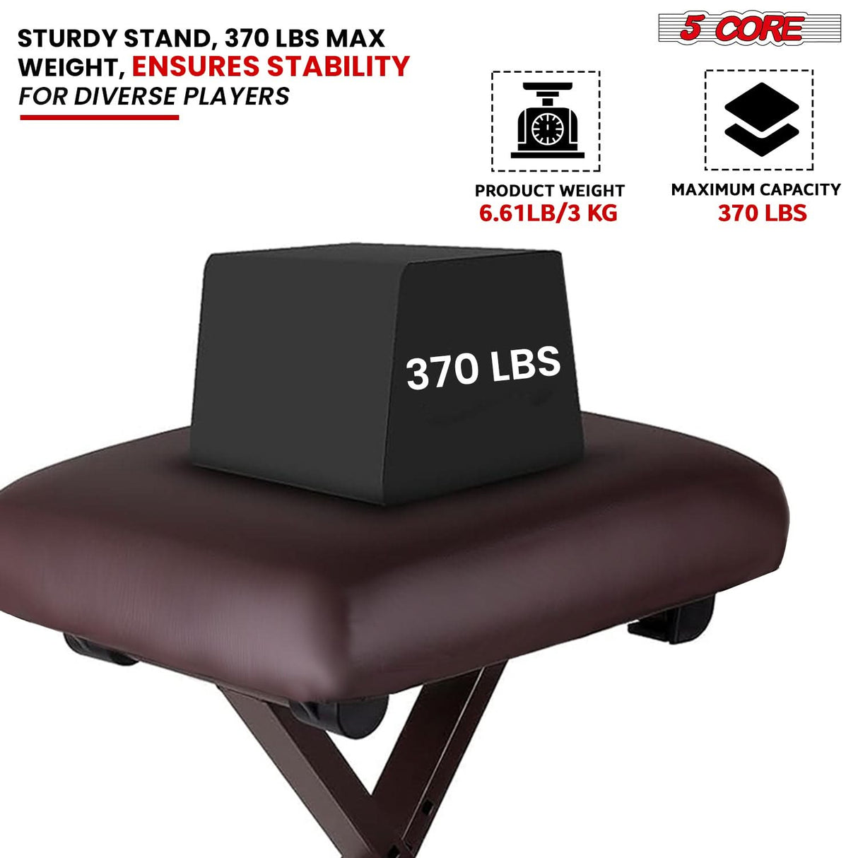 5 Core Keyboard Stand Piano Bench Combo Adjustable Key Board Stands 2" Padded Musician Chair Set