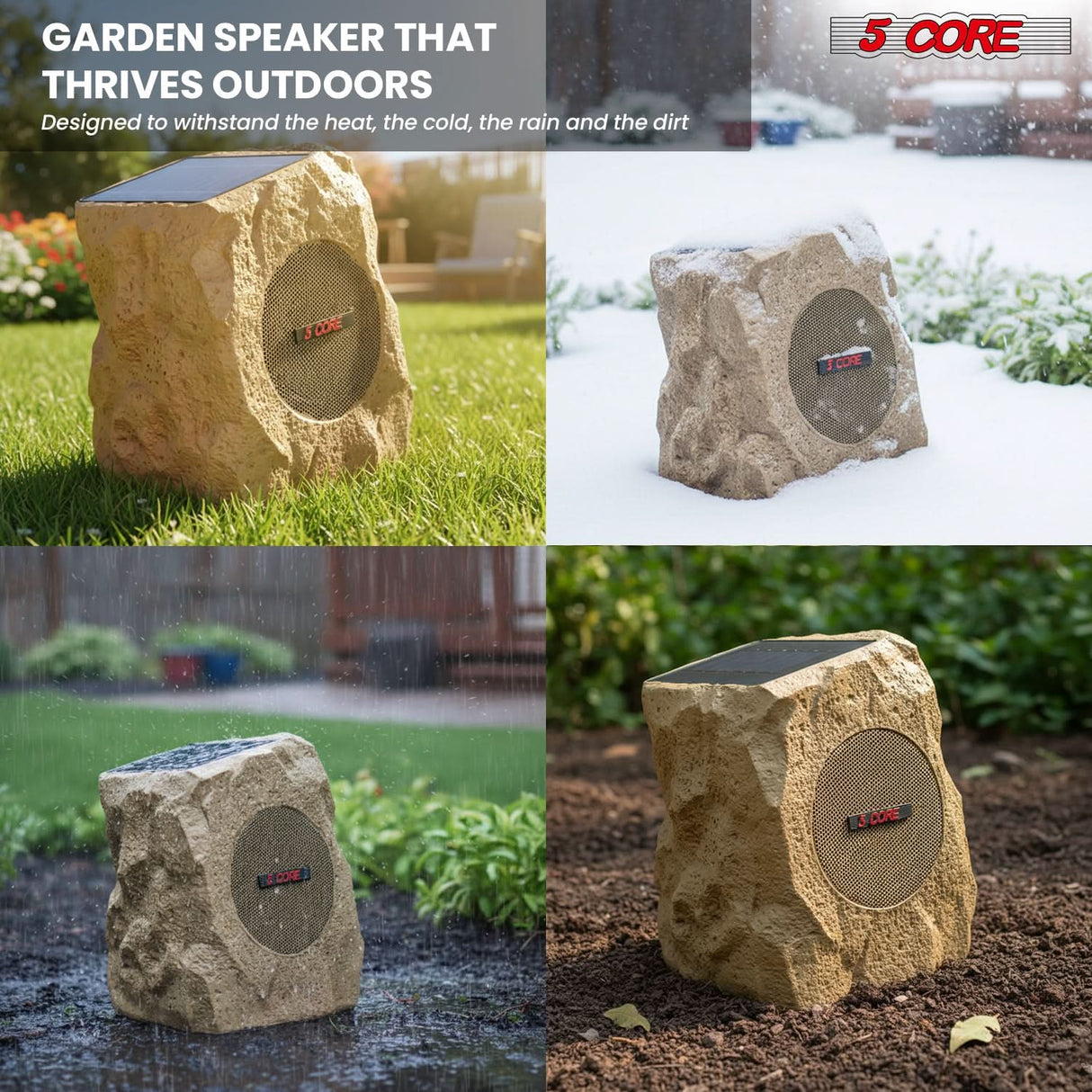 5 Core Outdoor Rock Speakers 100W Bluetooth Waterproof Landscape Speaker for Patio Pool Outdoor