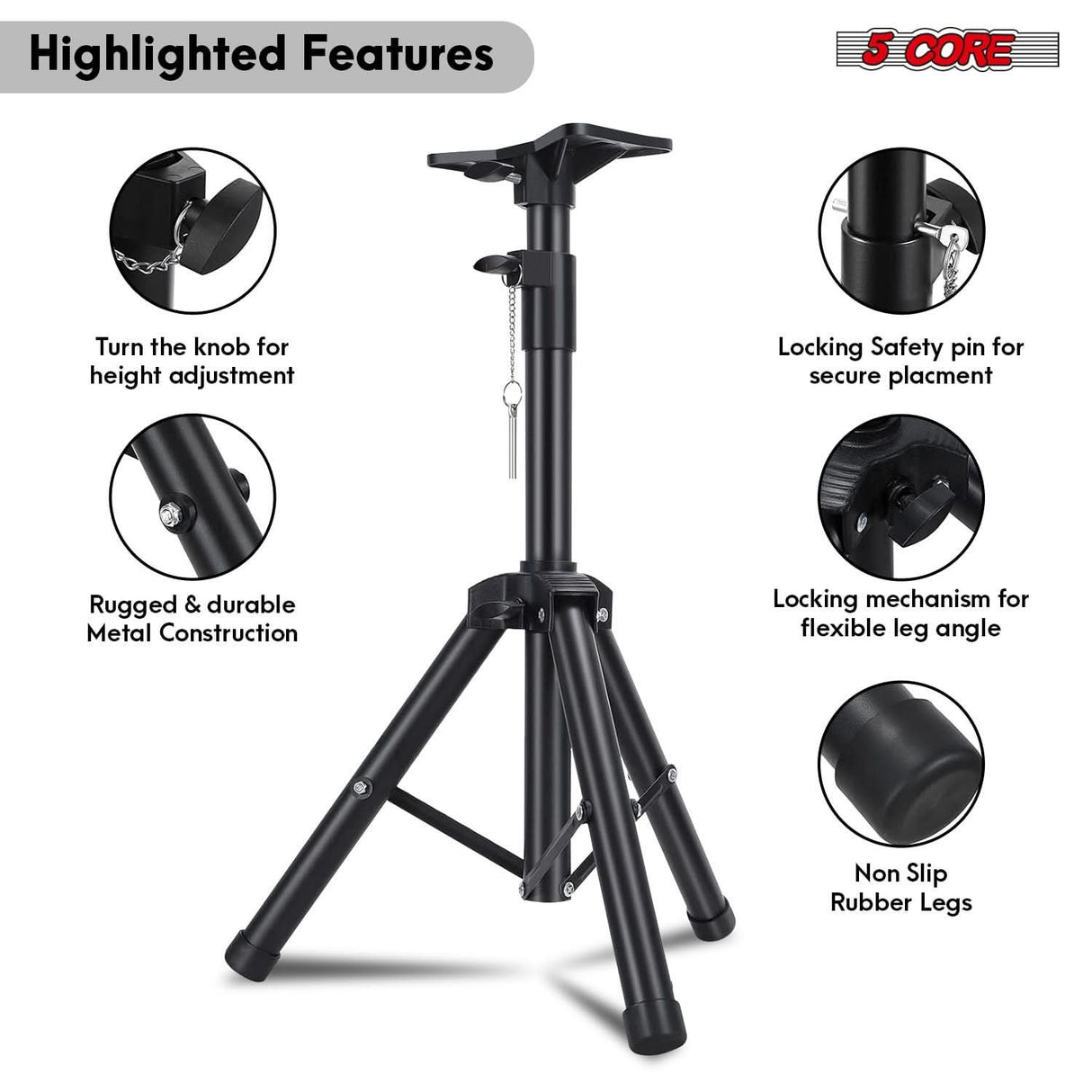 Compact and stable speaker tripod stand by 5Core