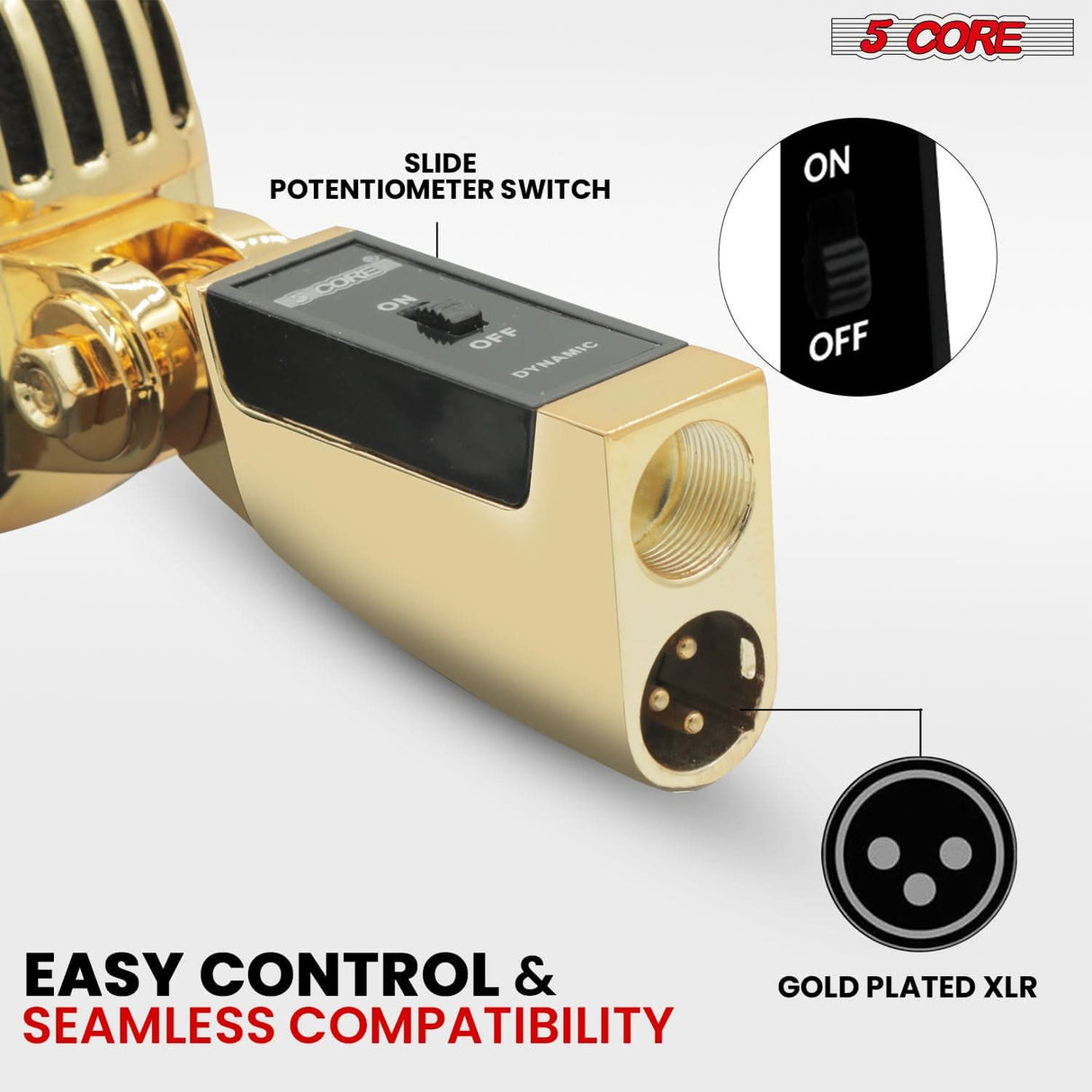 5Core classic gold microphone for podcasting and stage use
