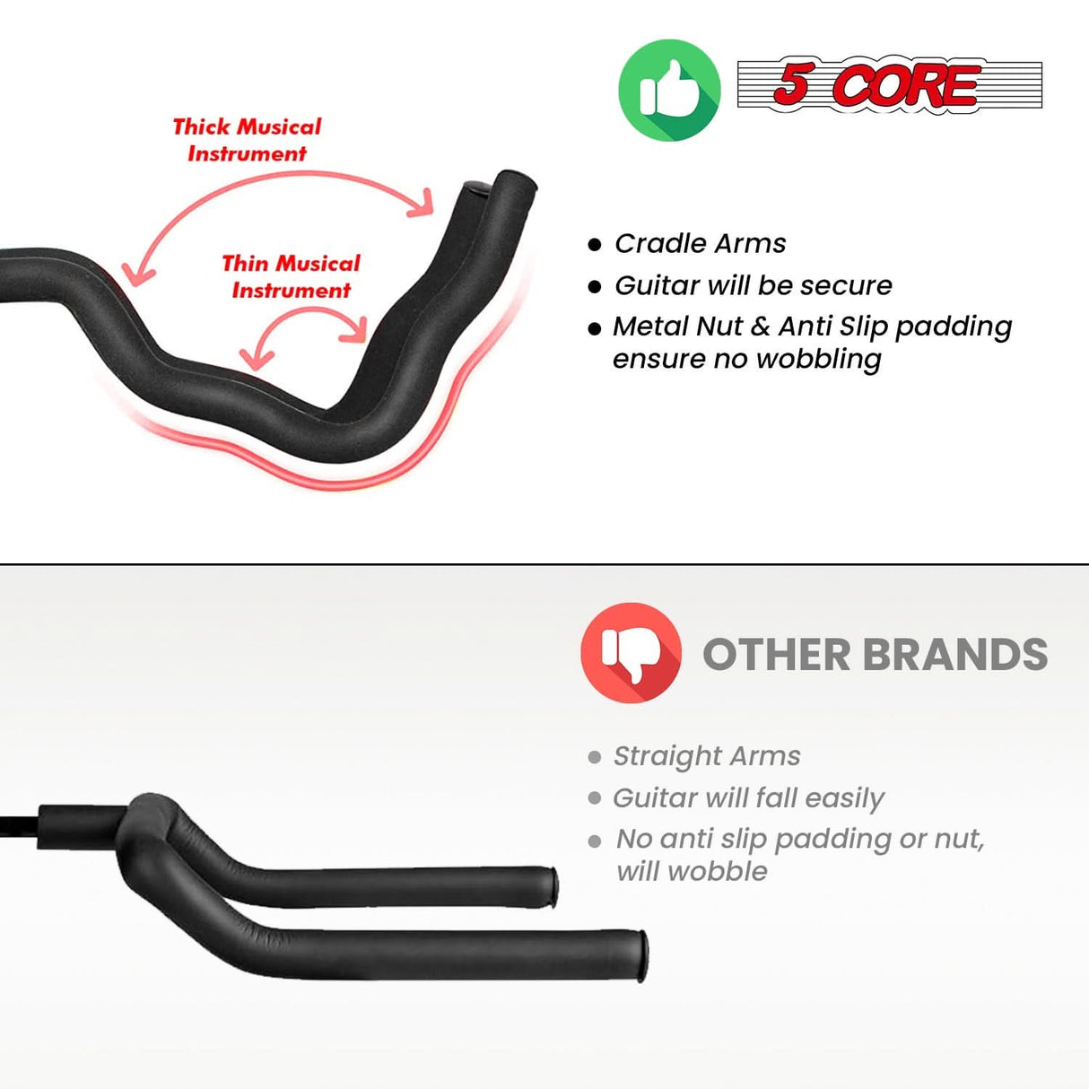 5Core floor folding guitar stand holder soporte para guitarra for electric bass acoustic