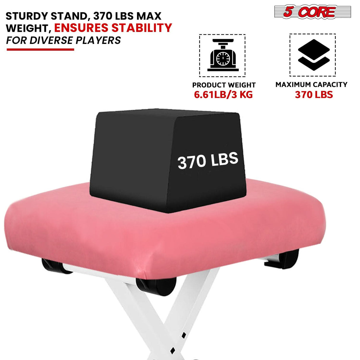 5 Core Keyboard Stand Piano Bench Combo Adjustable Key Board Stands 2" Padded Musician Chair Set