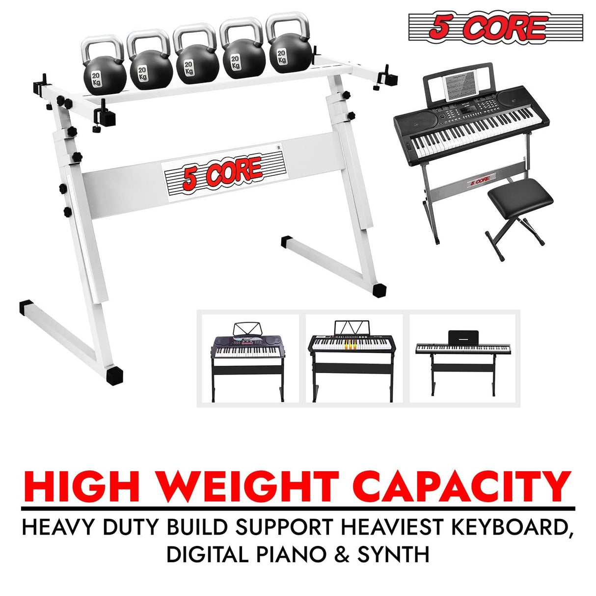 5 Core Keyboard Stand Z Style Height Adjustable Sturdy Piano Riser Lift Holder Stands