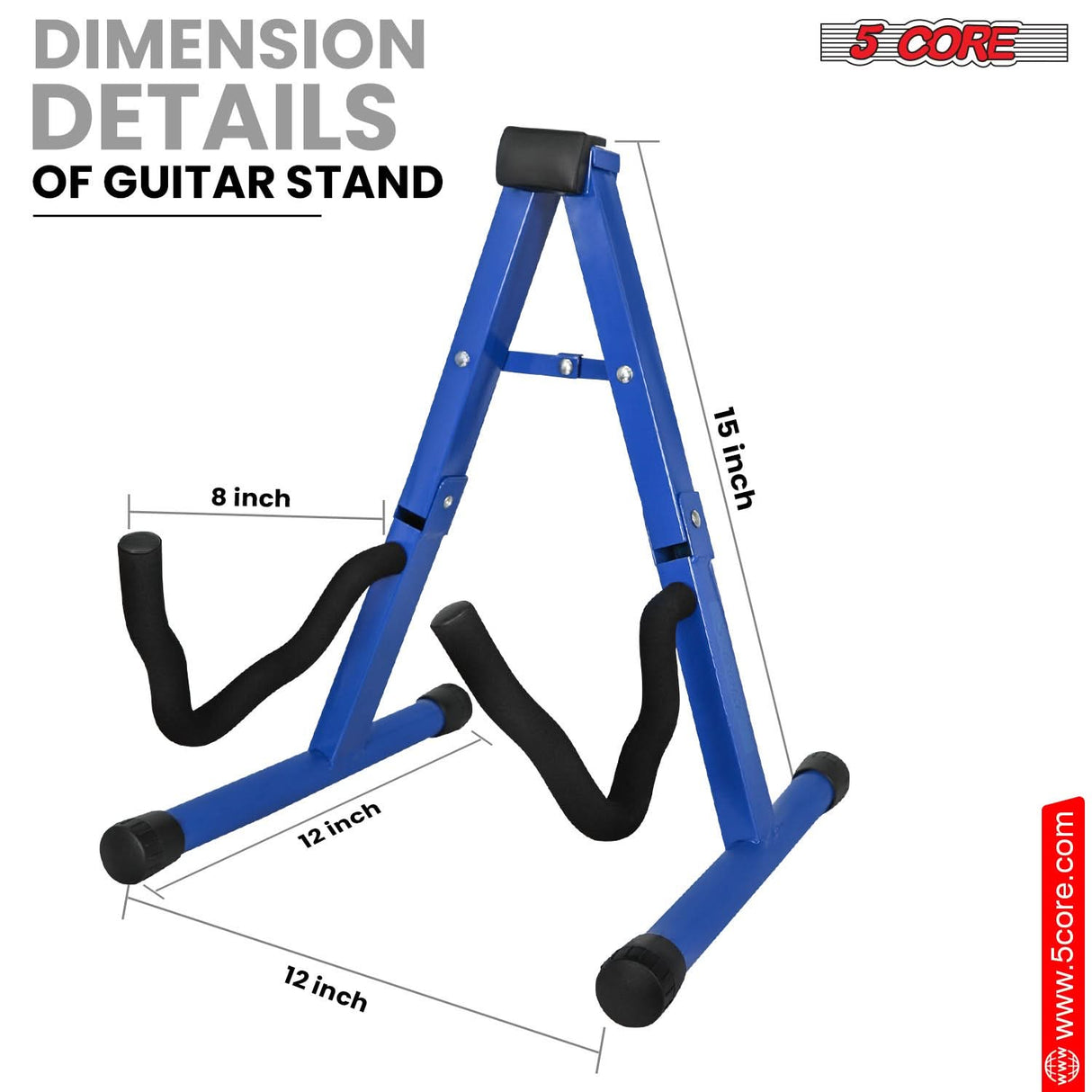 5 Core Guitar Stand 2 Pack A Frame w Soft Foam Arm Non Slip Rubber for Acoustic Electric Bass