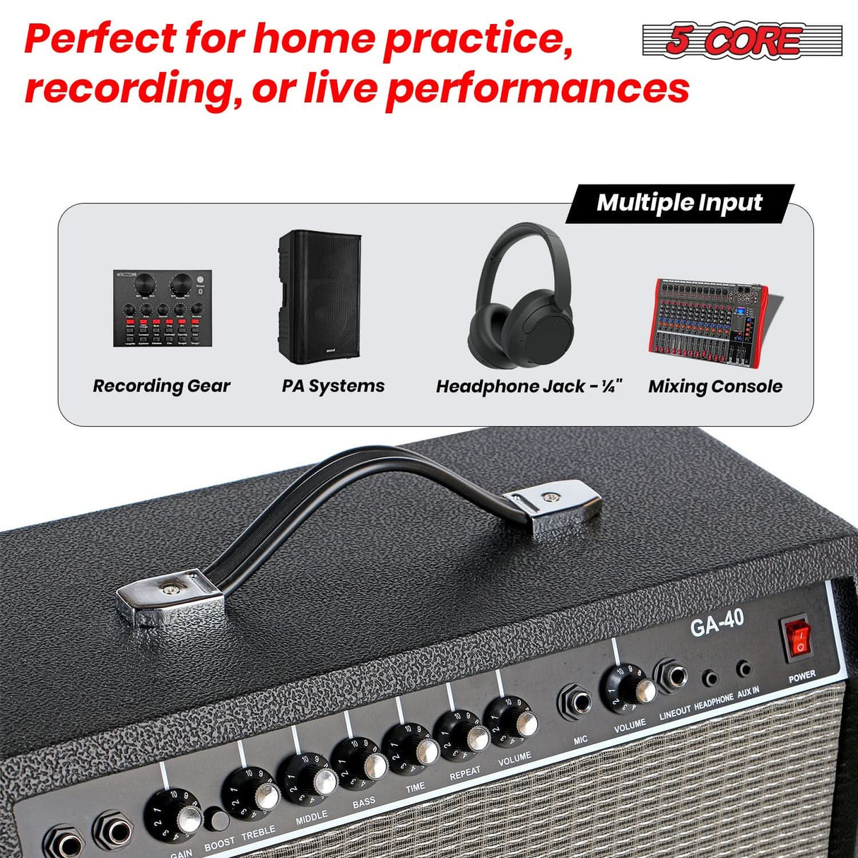 40W practice amp for bass and acoustic guitar 5 Core portable amplifier