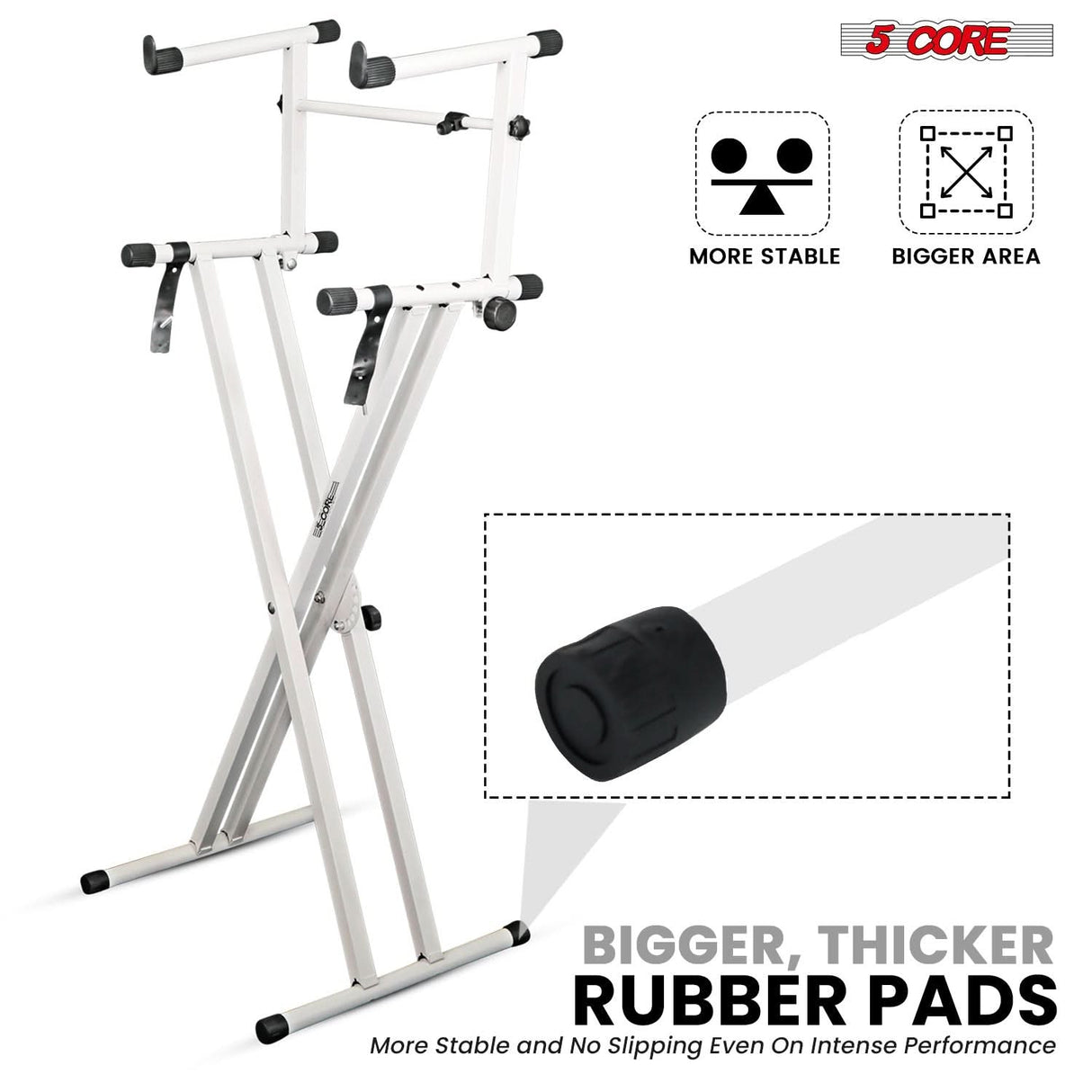 5Core 2 Tier Keyboard Stand Double X Style Adjustable Electric Piano Riser Holder