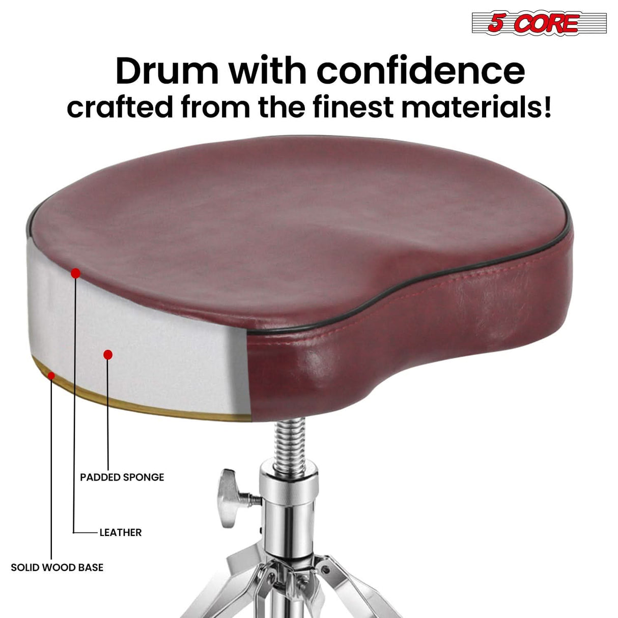 Sturdy 5Core music stool for drummers and guitarists of all ages
