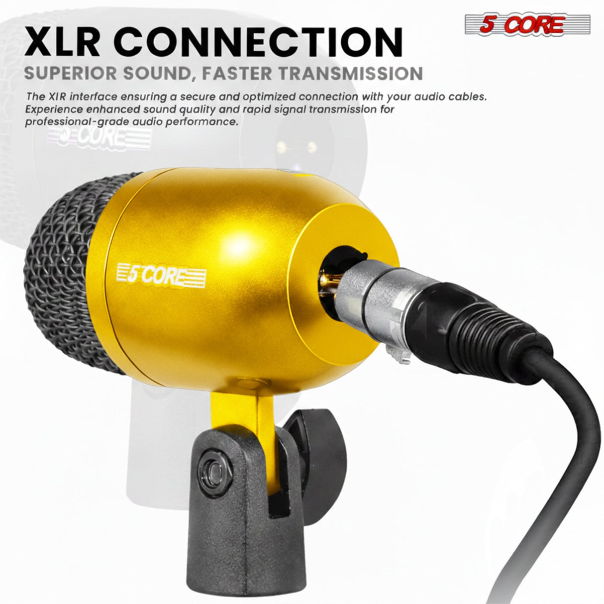 5 Core Conga Mic Snare Tom Set Professional XLR Cardioid Condenser Instrument Microphone Kit