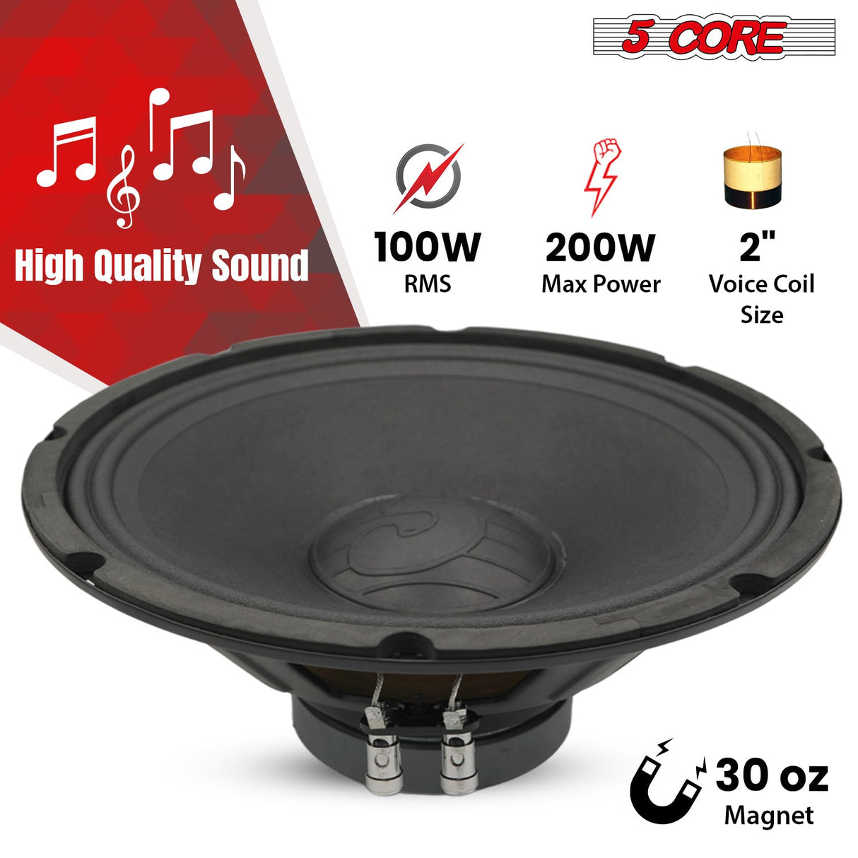 5 Core 12 Inch Guitar Speaker 200W 4 Ohm Amp Cabinet Replacement Amplifier Woofer