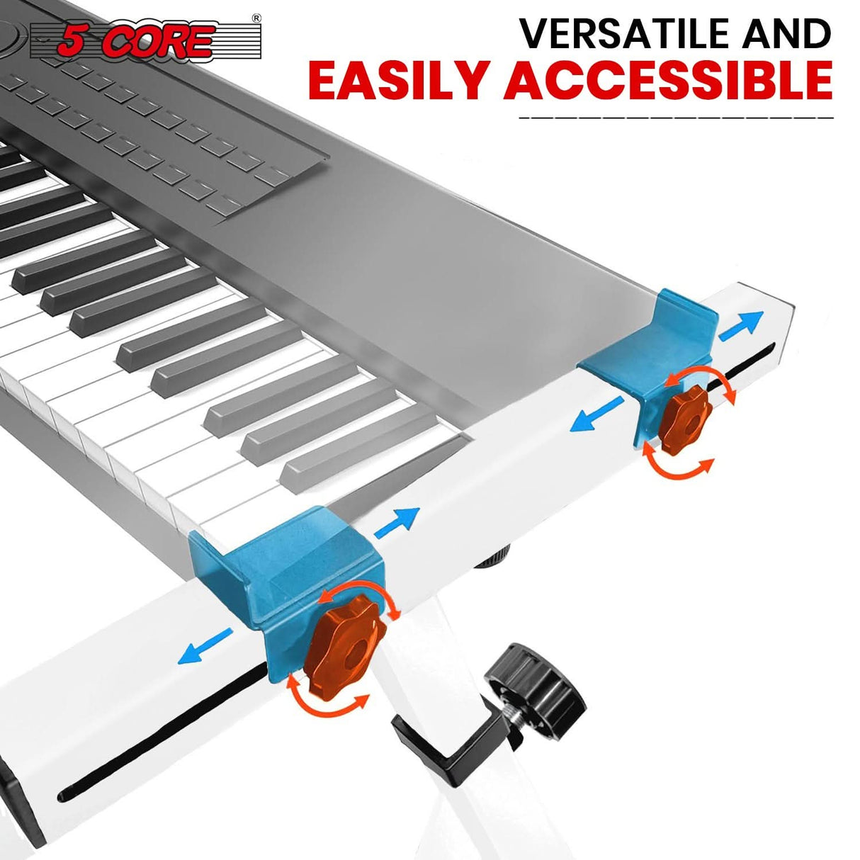White electric piano stand Z style heavy duty adjustable 5Core