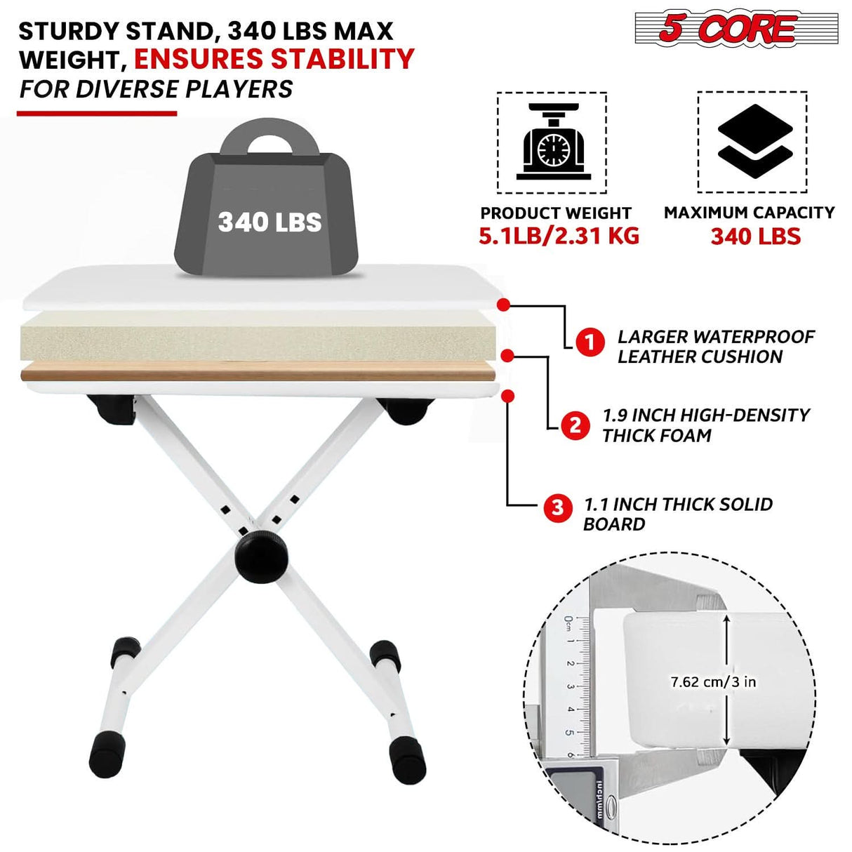 Adjustable Z Style Keyboard Stand with Integrated Piano Bench