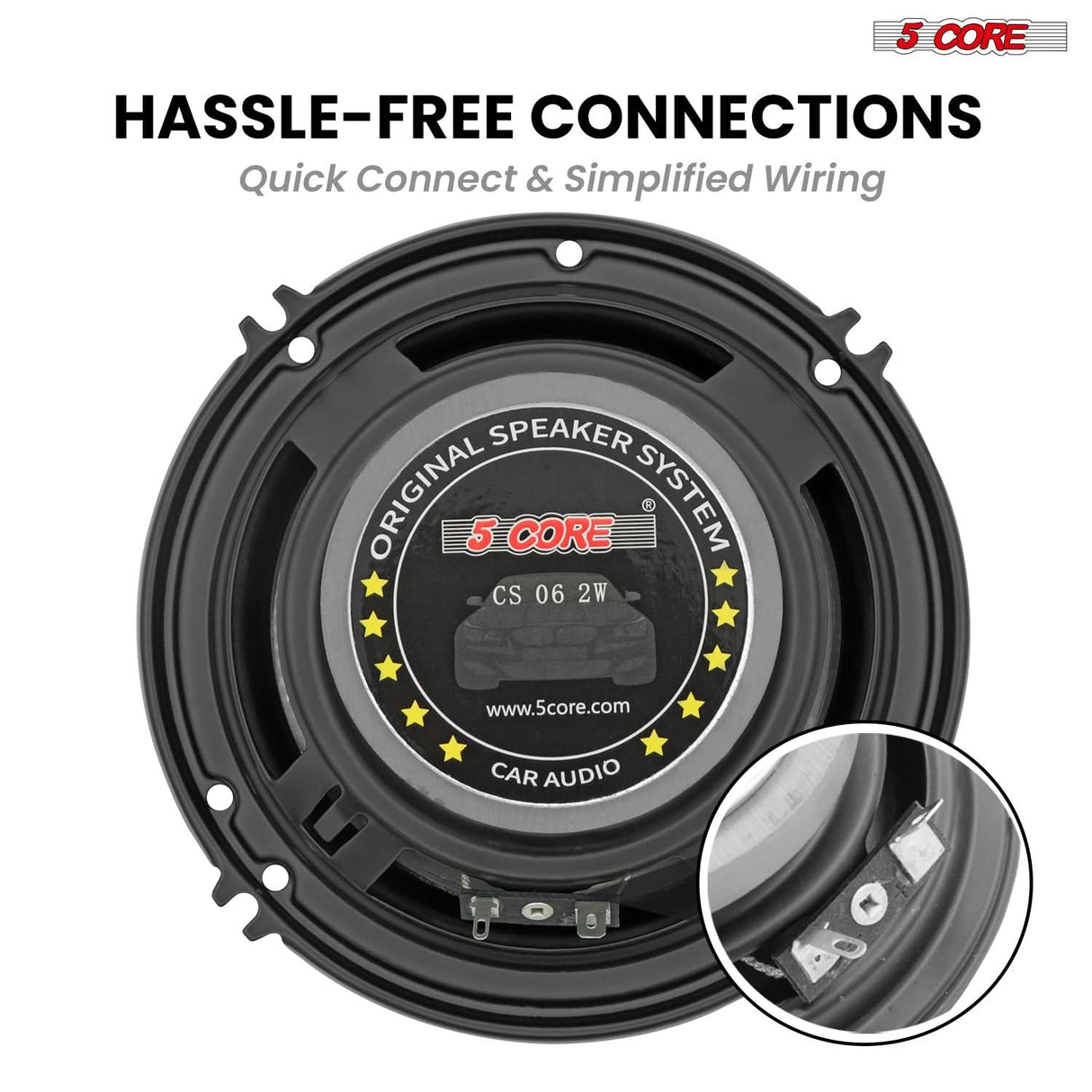 5 Core 2 Way 6" Car Speaker 500W Coaxial Component Speaker Universal Quick Easy Fit for Cars
