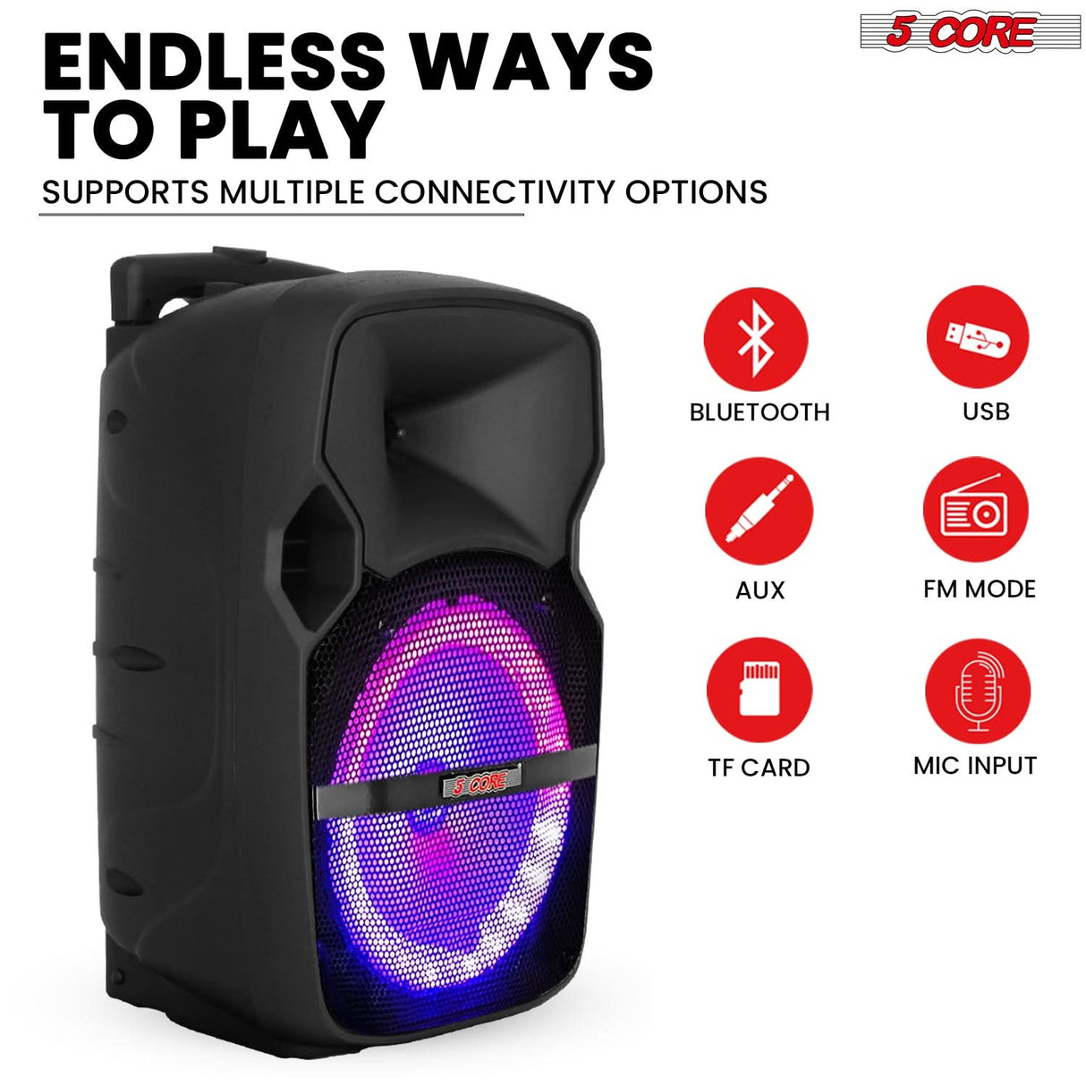 5 Core Rechargeable DJ Party Speaker with stand outdoor usage view